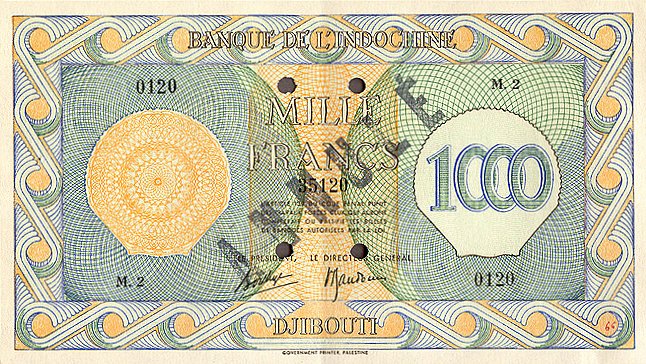Лицевая сторона банкноты Джибути номиналом 1000 Франков