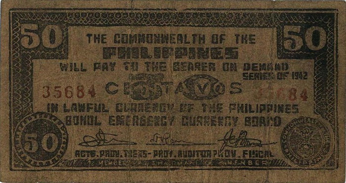 Лицевая сторона банкноты Филиппин номиналом 50 Сентаво