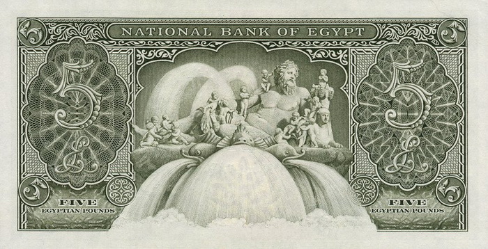 Обратная сторона банкноты Египта номиналом 5 Фунтов