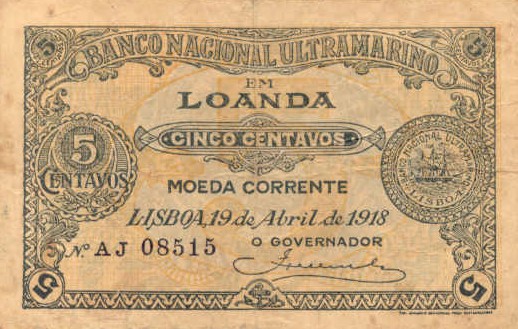Лицевая сторона банкноты Анголы номиналом 5 Сентаво
