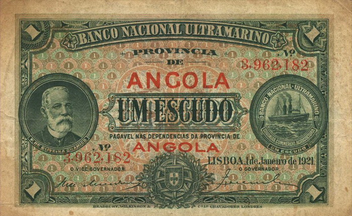 Лицевая сторона банкноты Анголы номиналом 1 Эскудо