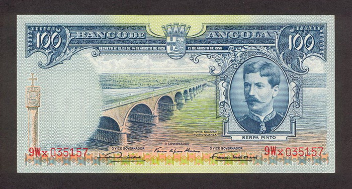 Лицевая сторона банкноты Анголы номиналом 100 Эскудо
