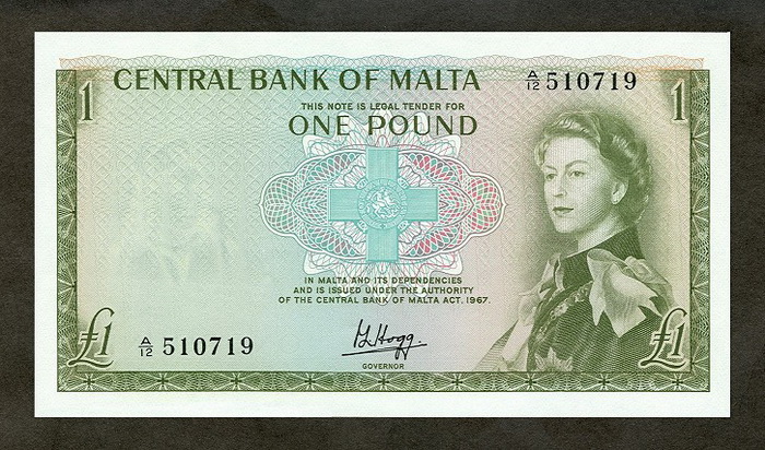 Лицевая сторона банкноты Мальты номиналом 1 Лира
