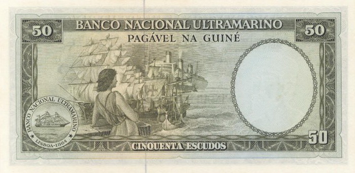 Обратная сторона банкноты Гвинеи-Бисау номиналом 50 Эскудо