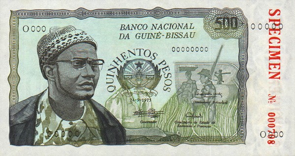 Лицевая сторона банкноты Гвинеи-Бисау номиналом 500 Песо