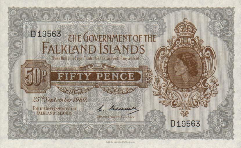 Лицевая сторона банкноты Фолклендских островов номиналом 50 Пенсов