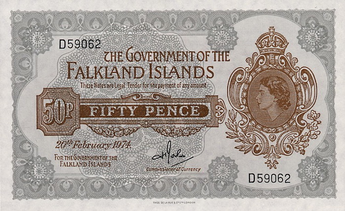 Лицевая сторона банкноты Фолклендских островов номиналом 50 Пенсов
