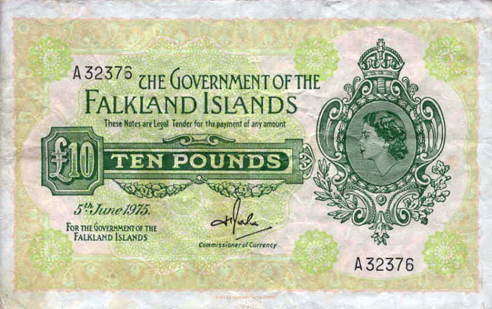 Лицевая сторона банкноты Фолклендских островов номиналом 10 Фунтов