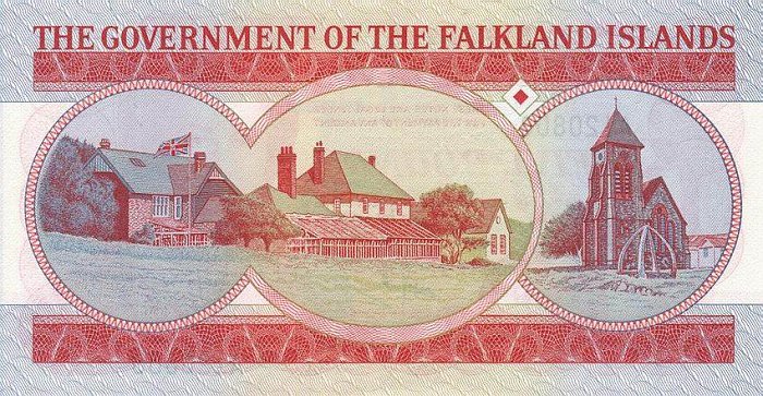 Обратная сторона банкноты Фолклендских островов номиналом 5 Фунтов