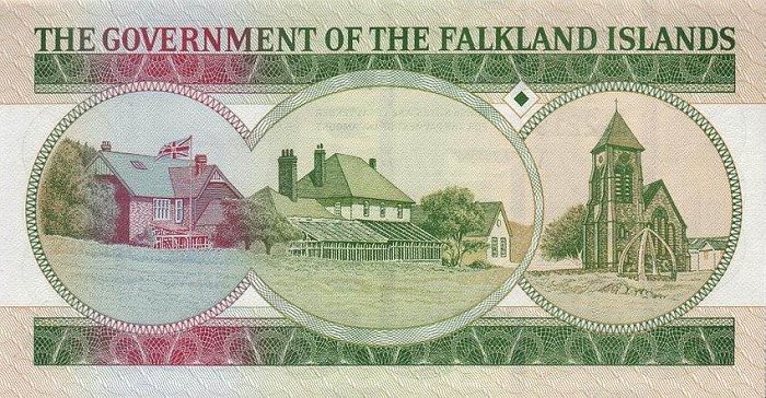 Обратная сторона банкноты Фолклендских островов номиналом 10 Фунтов