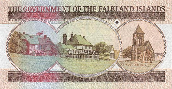 Обратная сторона банкноты Фолклендских островов номиналом 20 Фунтов