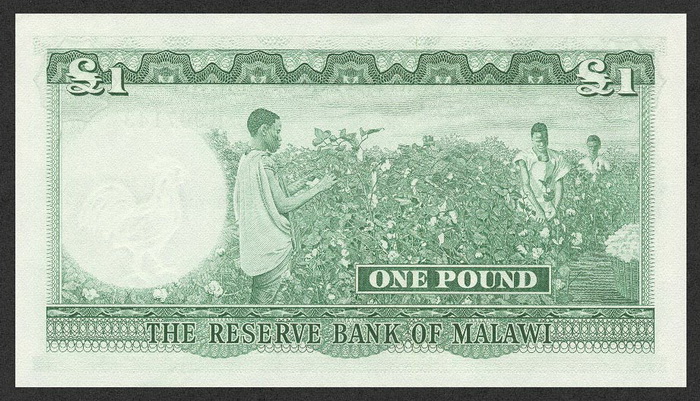 Обратная сторона банкноты Малави номиналом 1 Квача