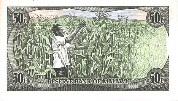 Обратная сторона банкноты Малави номиналом 50 Тамбала