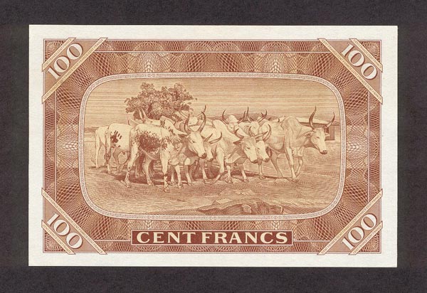 Обратная сторона банкноты Мали номиналом 100 Франков