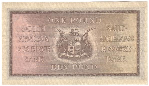 Обратная сторона банкноты ЮАР номиналом 1 Фунт
