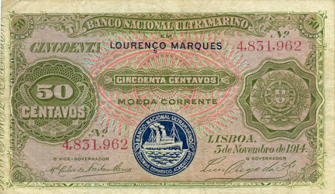 Лицевая сторона банкноты Мозамбика номиналом 50 Сентаво