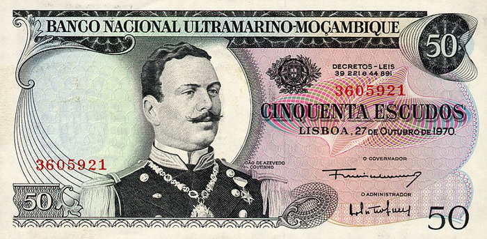 Лицевая сторона банкноты Мозамбика номиналом 50 Эскудо