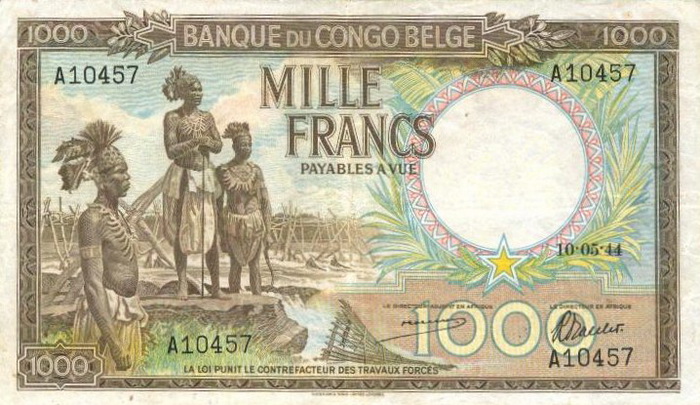 Лицевая сторона банкноты Демократической Республики Конго номиналом 1000 Франков