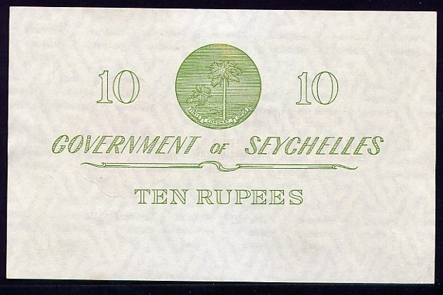 Обратная сторона банкноты Сейшел номиналом 10 Рупий