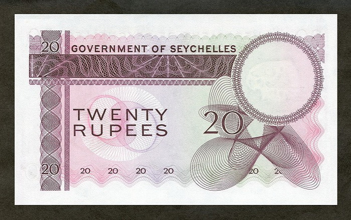 Обратная сторона банкноты Сейшел номиналом 20 Рупий