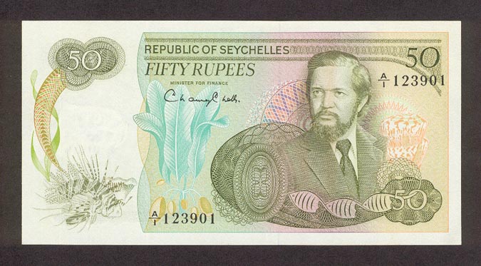 Лицевая сторона банкноты Сейшел номиналом 50 Рупий