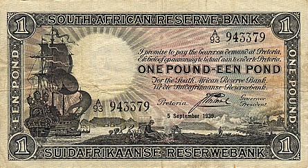 Лицевая сторона банкноты ЮАР номиналом 1 Фунт