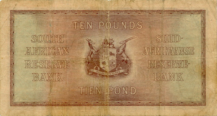 Обратная сторона банкноты ЮАР номиналом 10 Фунтов