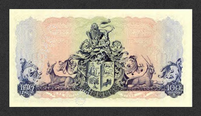 Обратная сторона банкноты ЮАР номиналом 100 Фунтов