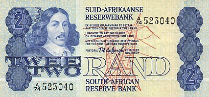 Лицевая сторона банкноты ЮАР номиналом 2 Рэнда