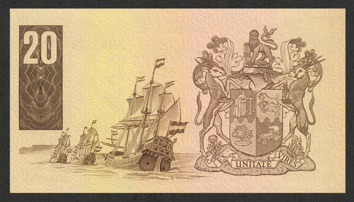 Обратная сторона банкноты ЮАР номиналом 20 Рэндов