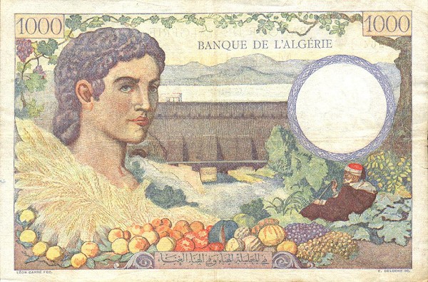 Обратная сторона банкноты Туниса номиналом 1000 Франков
