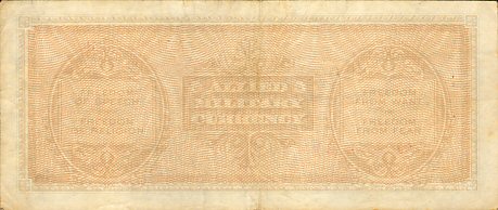 Обратная сторона банкноты Италии номиналом 50 Лир