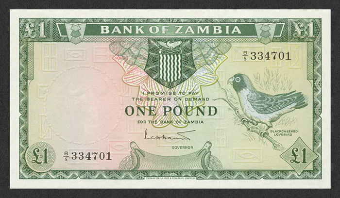 Лицевая сторона банкноты Замбии номиналом 1 Фунт