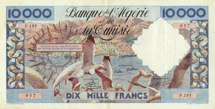 Лицевая сторона банкноты Алжира номиналом 10000 Франков