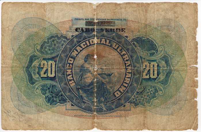 Обратная сторона банкноты Кабо-Верде номиналом 20 Эскудо