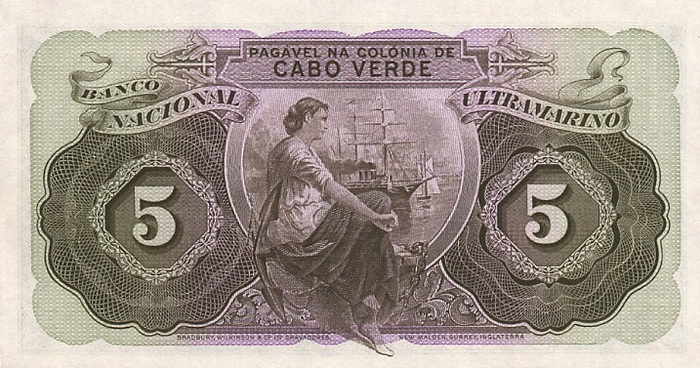 Обратная сторона банкноты Кабо-Верде номиналом 5 Эскудо