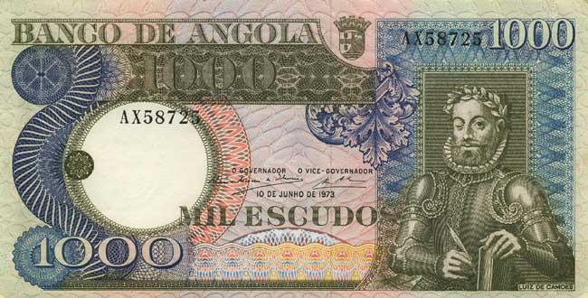 Лицевая сторона банкноты Анголы номиналом 1000 Эскудо