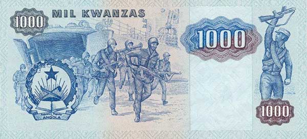 Обратная сторона банкноты Анголы номиналом 1000 Кванз