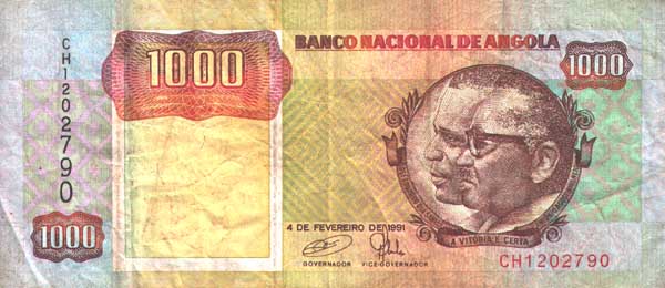 Лицевая сторона банкноты Анголы номиналом 1000 Кванз
