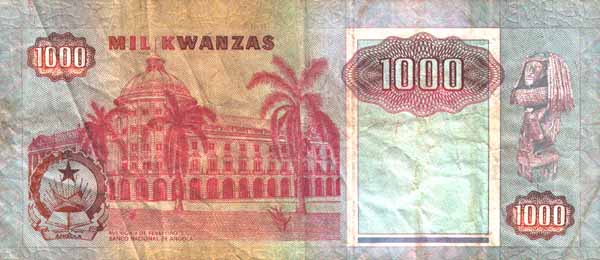 Обратная сторона банкноты Анголы номиналом 1000 Кванз