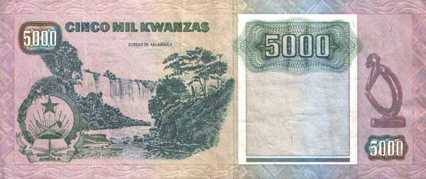 Обратная сторона банкноты Анголы номиналом 5000 Кванз