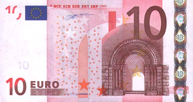 Лицевая сторона банкноты Италии номиналом 10 Евро