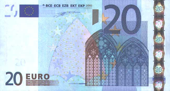 Лицевая сторона банкноты Мальты номиналом 20 Евро