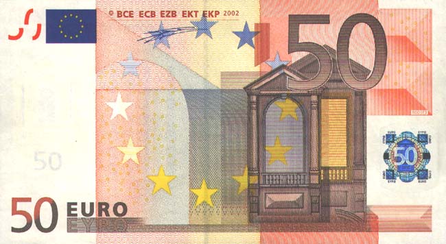 Лицевая сторона банкноты Италии номиналом 50 Евро