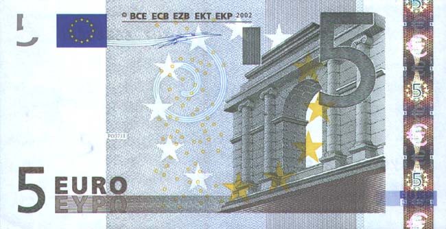 Лицевая сторона банкноты Италии номиналом 5 Евро