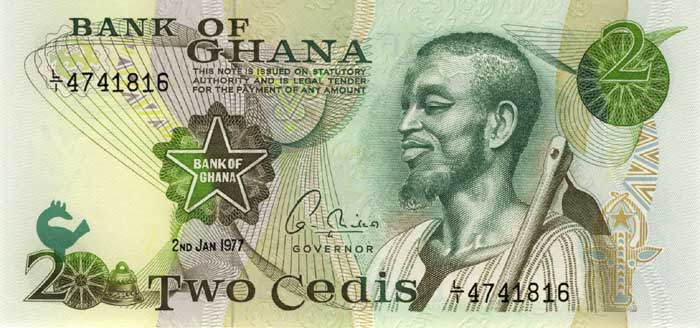 Лицевая сторона банкноты Ганы номиналом 2 Седи