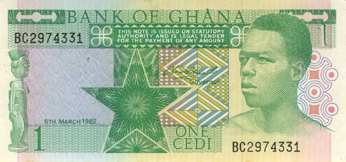 Лицевая сторона банкноты Ганы номиналом 1 Седи