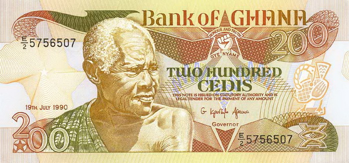 Лицевая сторона банкноты Ганы номиналом 200 Седи