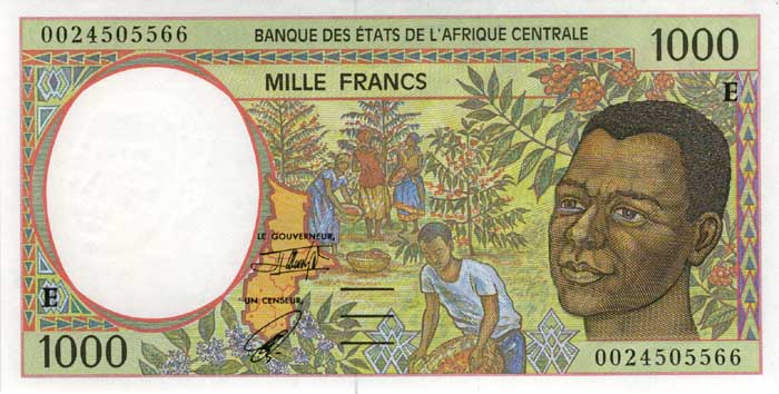 Лицевая сторона банкноты Республики Конго номиналом 1000 Франков