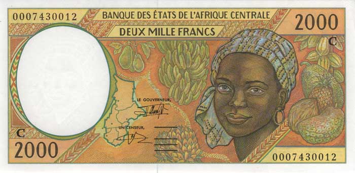 Лицевая сторона банкноты Камеруна номиналом 2000 Франков